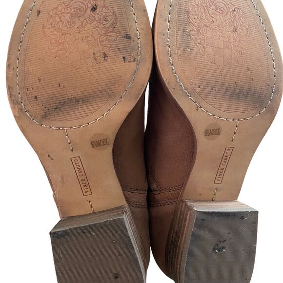 Vince Camuto 6.5 Carlal Ankle Booties Brown Leather Block Heel Boots - Picture 10 of 10